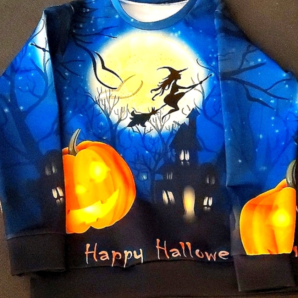 HALLOWEEN SWEATSHIRT WITH HAUNTED HOUSE NWOT - Picture 3 of 7